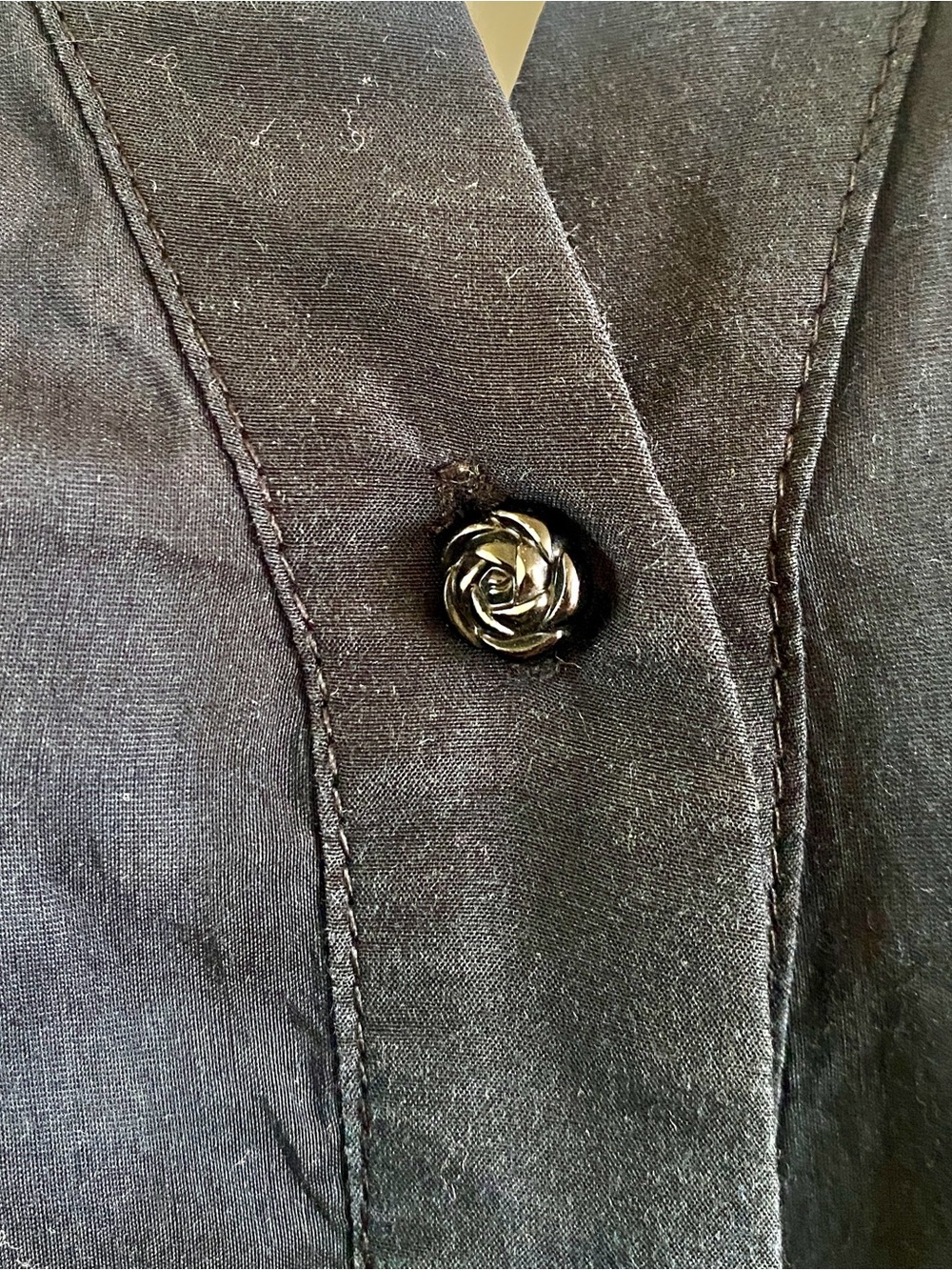 V Christina Black Button Front With Lace Blouse - Picture 5 of 5